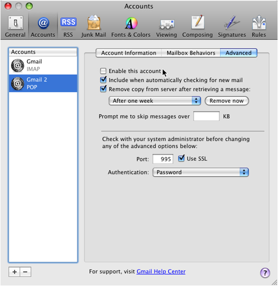 mac mail smtp settings for gmail
